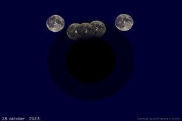 Maansverduistering op zaterdagavond 28 oktober bij helder weer zichtbaar in Nederland en België