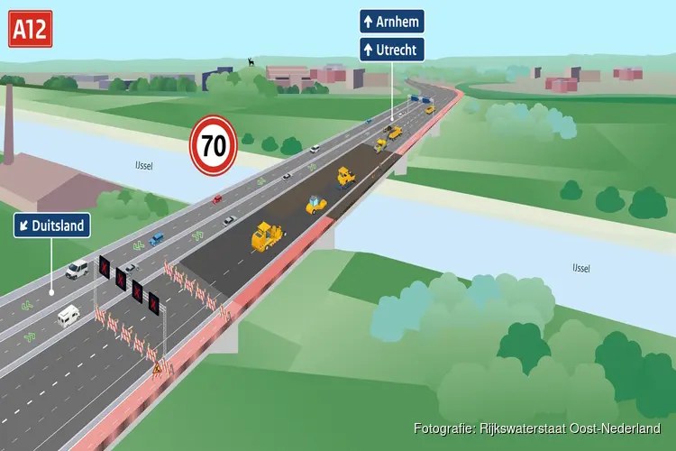 A12: groot onderhoud aan betonnen IJsselbrug in 2026