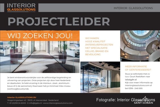 VACATURE: Projectleider gezocht bij Interior Glassolutions BV in Veenendaal
