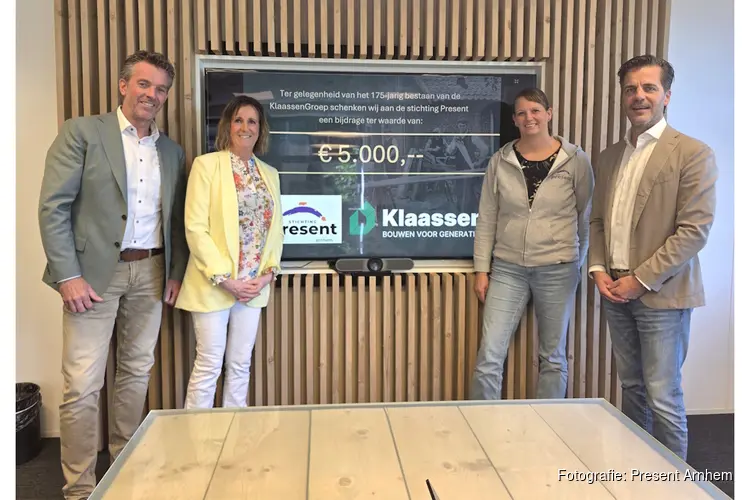KlaassenGroep schenkt € 5.000 aan Present Arnhem ter gelegenheid van 175-jarig jubileum